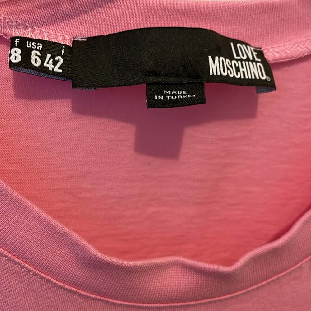 Love Moschino Barbie pink T-shirt metallic glitter heart graphic size - USA - 6 - Picture 3 of 3